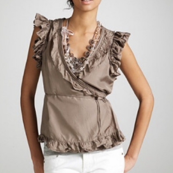 NWT J.crew Ivory Blakely Wrap Flutter Blouse with ruffles | Size 2 - Picture 2 of 14
